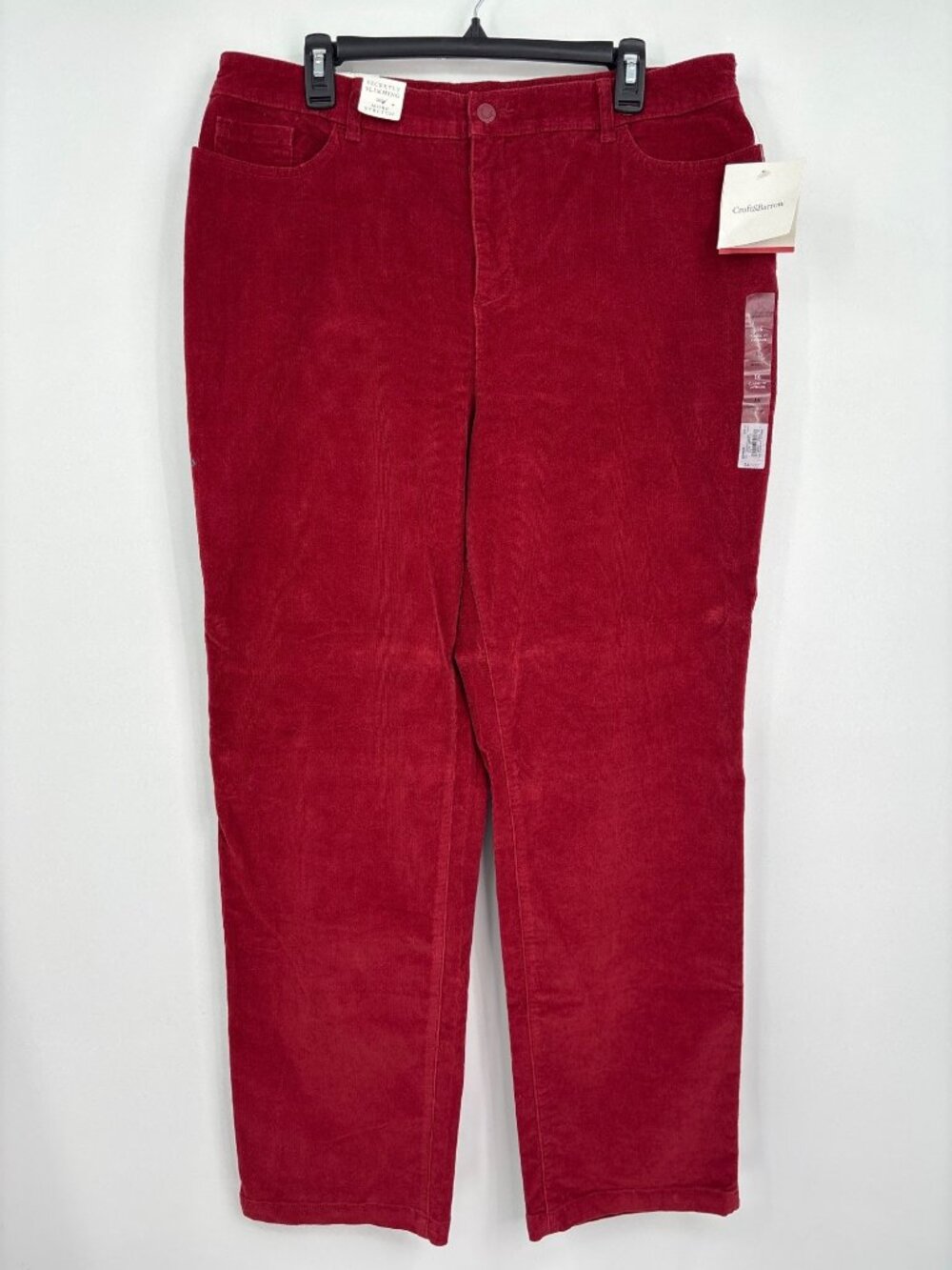 Croft & Barrow Corduroy Classic Fit Pant Size 16 Average Regular Rust Red NEW